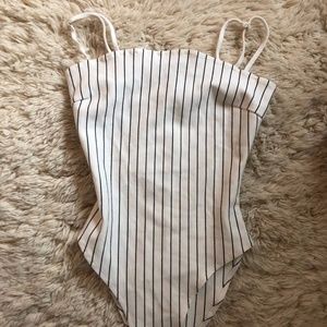 White Striped Body Suite
